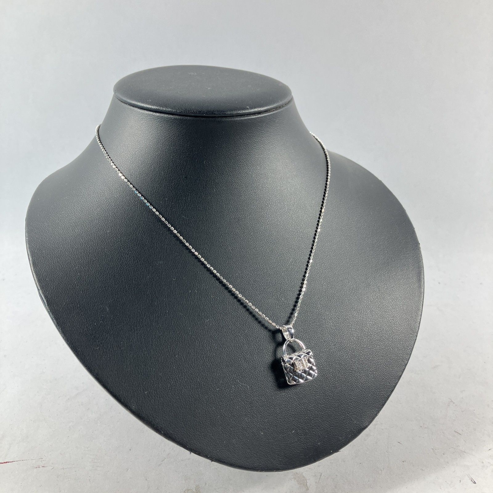 ★ K18刻印 18金 ホワイトゴールド ネックレス 全長約39cm アクセサリー デザイン ハンドバッグ 箱付き 三越 総重量8.38g 現状品