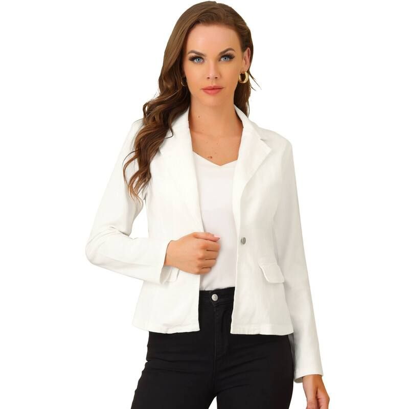 アレグラ ケー レディース アウター ジャケット・ブルゾン デニム ALLEGRA K Womens Notched Lapel Button Up Long Sleeve Washedenim Ja