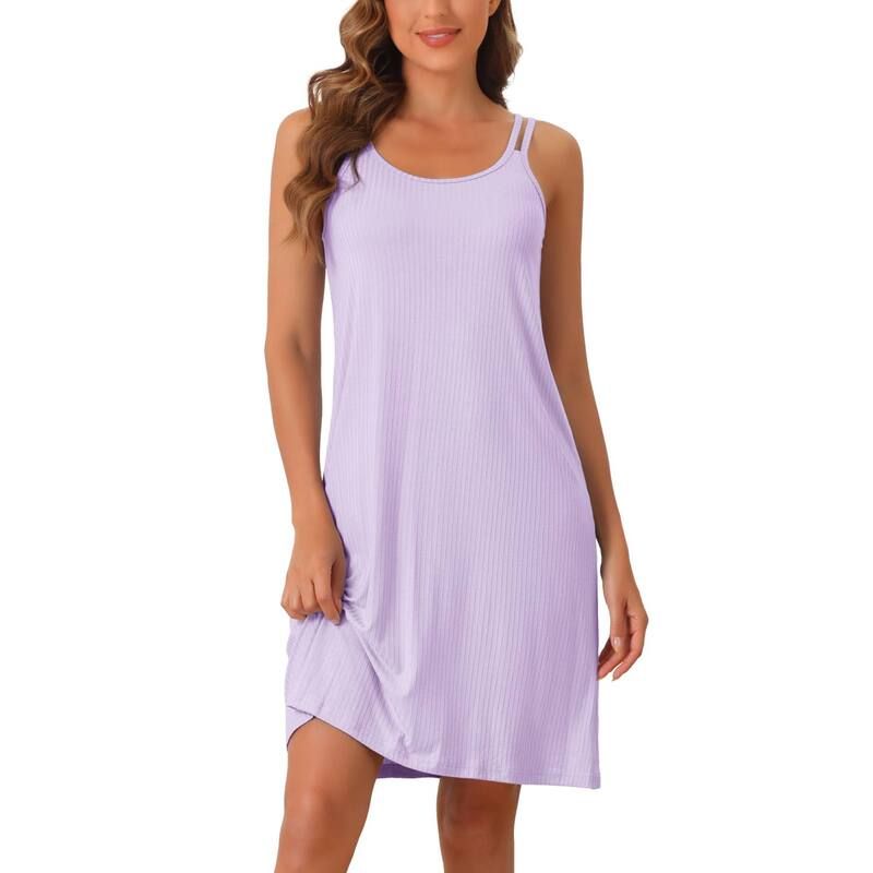 cheibear レディース アンダーウェア ナイトウェア ひざ丈 シャツ ノースリーブ cheibear Womensleeveless Pajama Dress Chemise Nighties