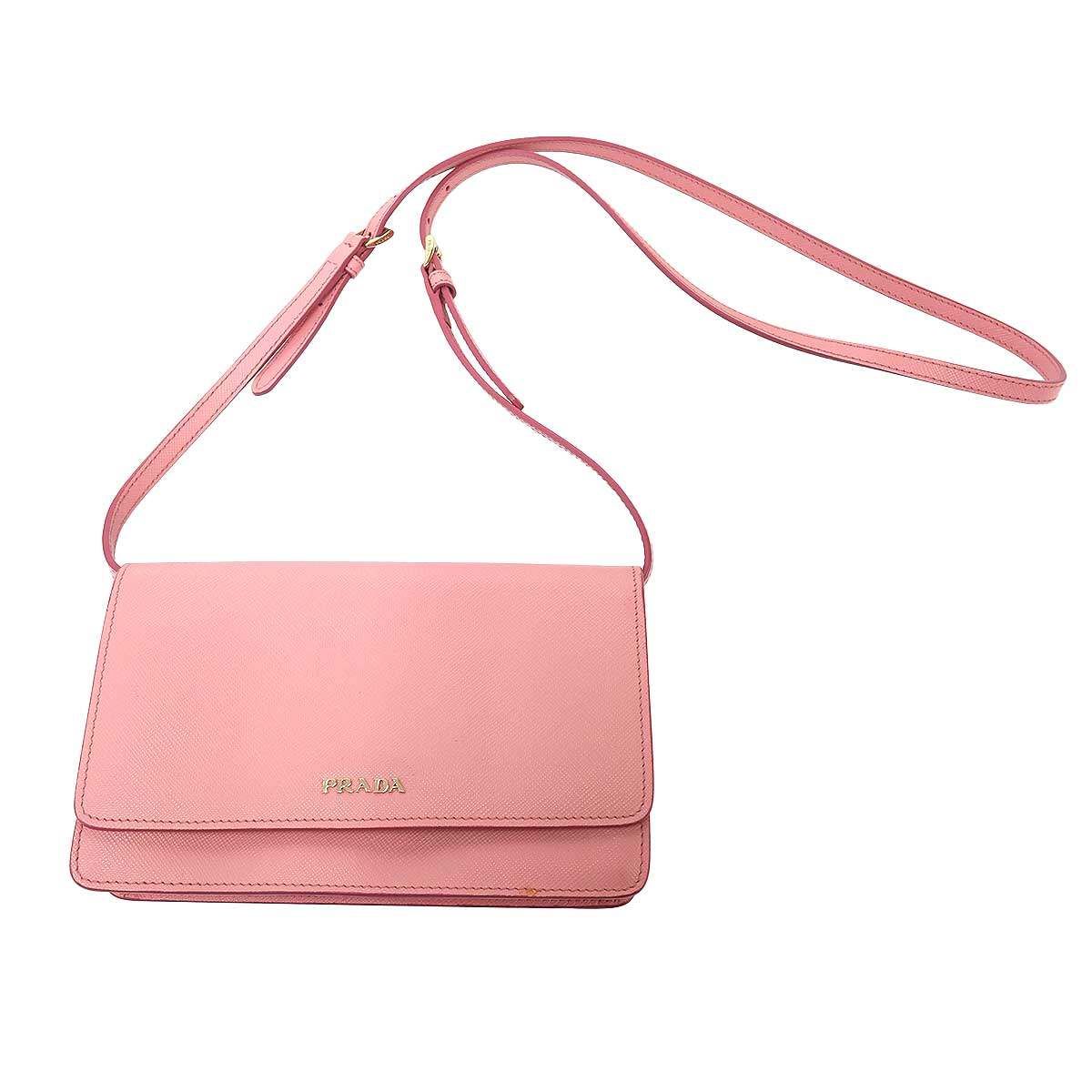 PRADA プラダ サフィアーノレザー ショルダーバッグ 1BH009 ピンク