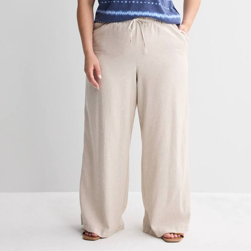 ソノマ レディース ボトムス カジュアルパンツ プラスサイズ リネン Plusize Sonoma Goods For Life Mid Rise Linen Blend Pants Mocha Fr