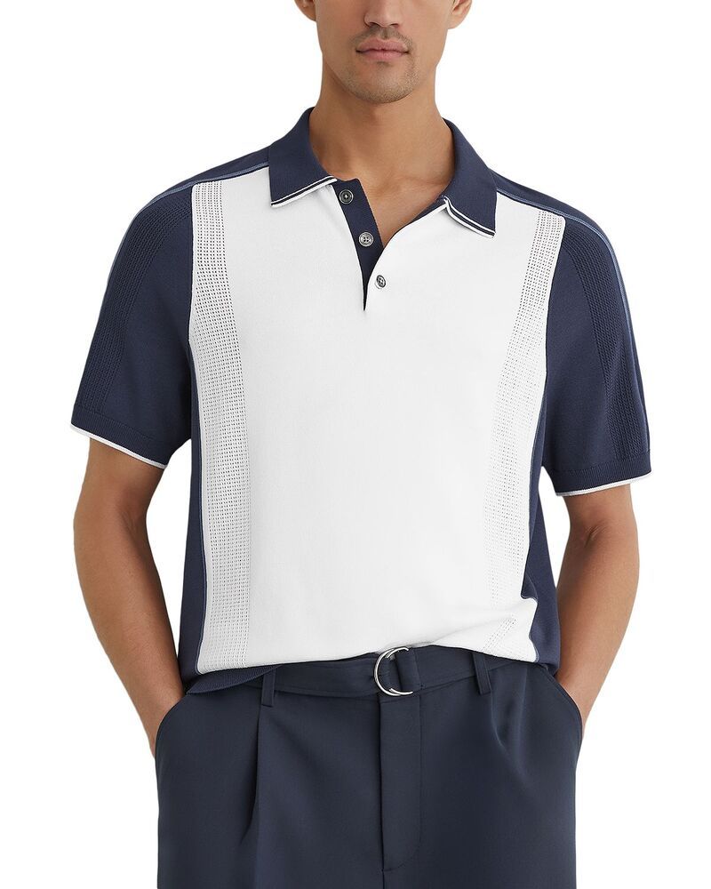 レイス メンズ トップス ポロシャツ REISS Claremont Polo Shirt WhiteAirforce Blue ホワイト
