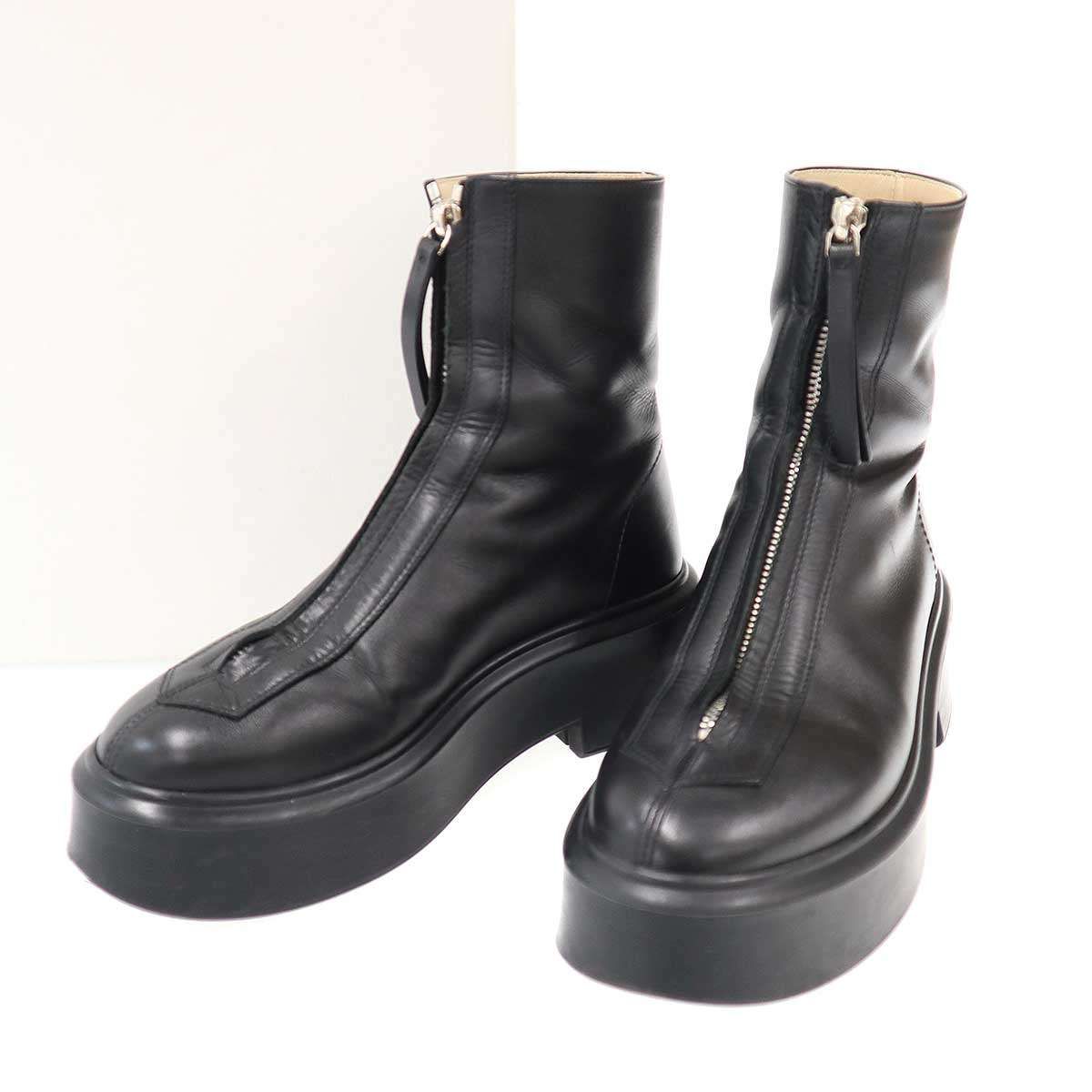 THE ROW ザ ロウ ZIPPED BOOTI フロントジップレザーブーツ ブラック 35