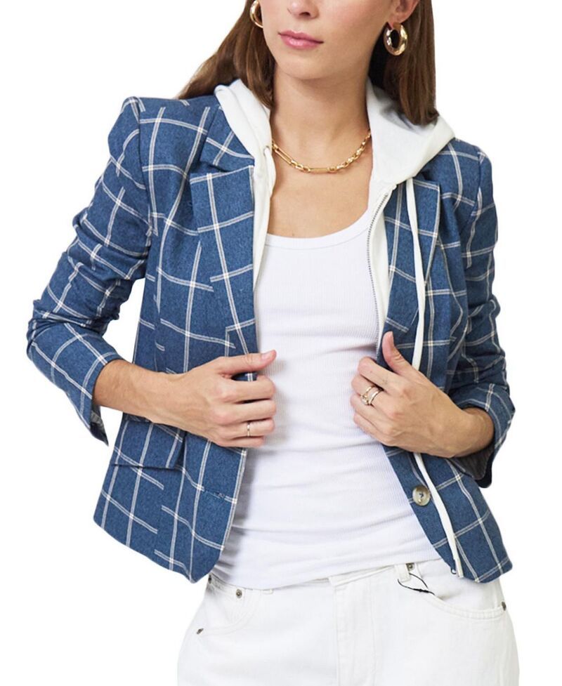 セントラルパークウェスト レディース アウター ジャケット・ブルゾン Central Park West Womens Nevada Windowpane Dickey Jacket Navy Pla