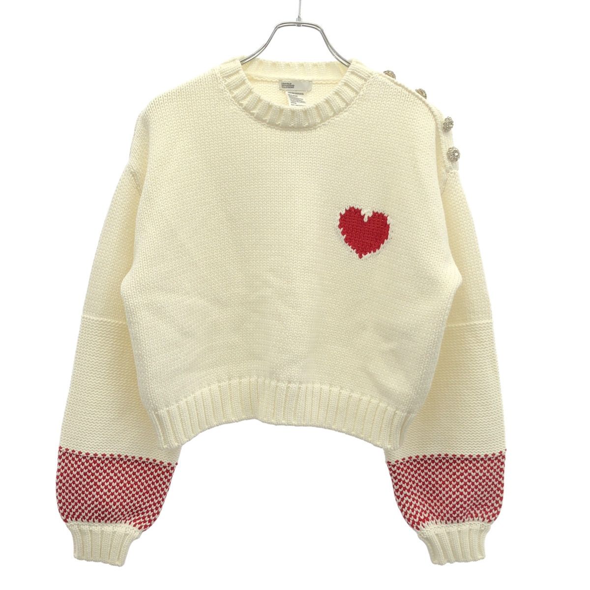 DOUBLE STANDARD CLOTHING ダブル スタンダード クロージング 24SS ハートインターシャニットセーター 0209-200-241A ホワイト レッド F