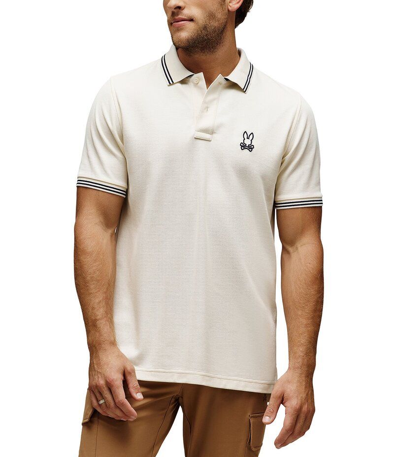 サイコバニー メンズ トップス シャツ Psycho Bunny Sayer Bunny Pique Polo Shirt Pristine