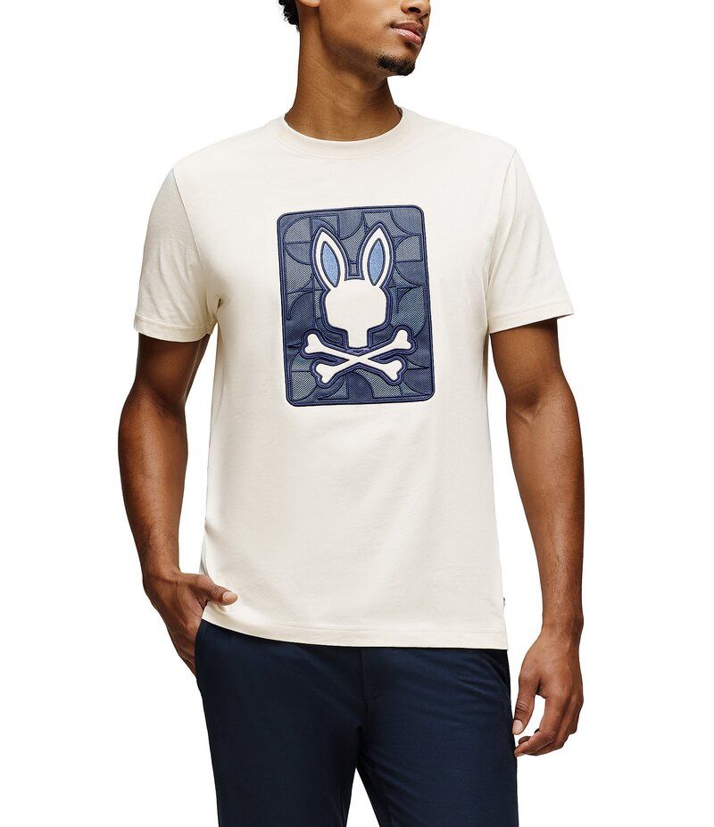 サイコバニー メンズ トップス シャツ グラフィック Psycho Bunny Marlo Graphic Short Sleeve TShirt Pristine