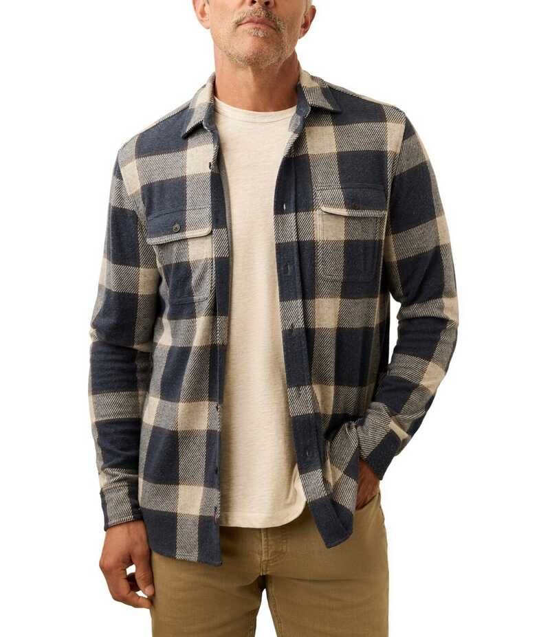 ファレティ メンズ トップス シャツ セーター Faherty Legend Sweater Plaid Long Sleeve Woven Shirt Navy Cloud Plaid ネイビー
