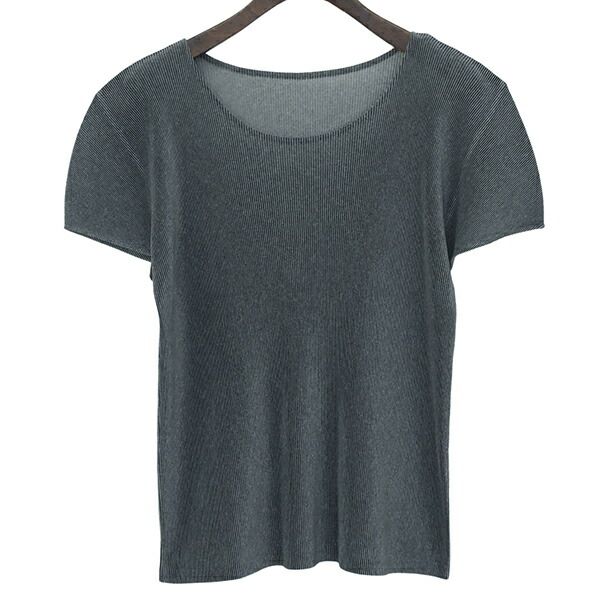 美品 ISSEY MIYAKE PLEATS PLEASE イッセイミヤケ プリーツプリーズ PP55FK104 サイズ3 プリーツ 半袖 カットソー レディース グレー ECO0104 【中古】