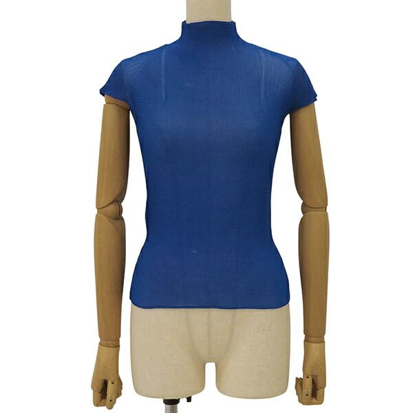 ISSEY MIYAKE イッセイミヤケ IM84-FJ941 サイズM プリーズ シワ加工 ショートスリーブ トップス レディース ブルー ECO0106 【中古】