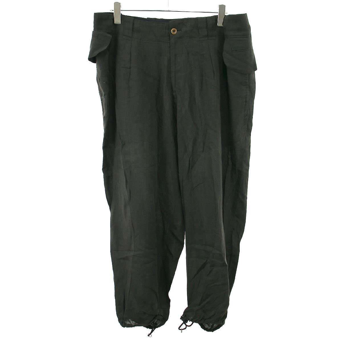 Yohji Yamamoto POUR HOMME ヨウジヤマモト プールオム 2006SS ベースボール期 レーヨンリネンパンツ HR-P47-303 チャコール系 4