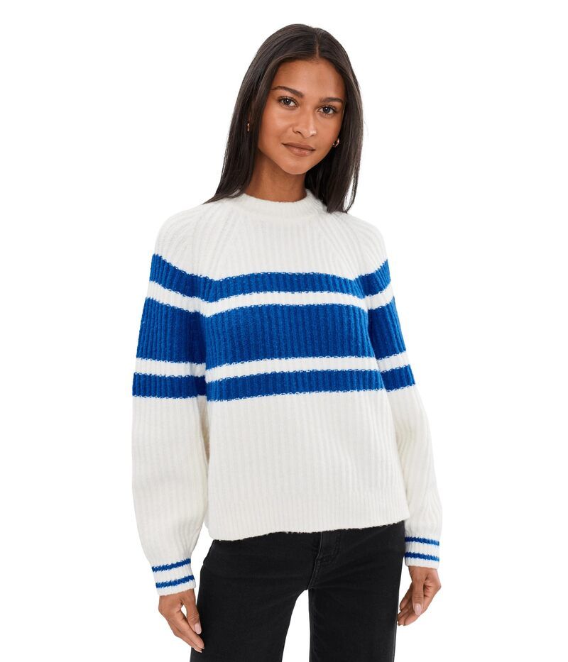 メイドウェル レディース アウター ニット・セーター コットン Madewell Stripe Aprestevie Cozy Cotton Pullover Black And White Marl