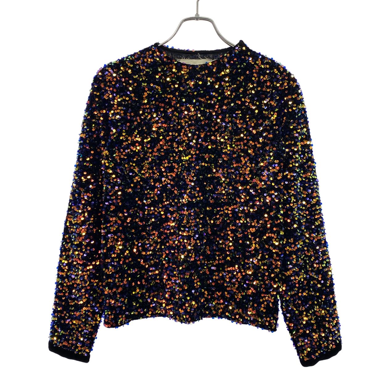 ELEPH エレフ 23AW Paisley Shine Top ベルベットスパンコールカットソー ブラック系 S