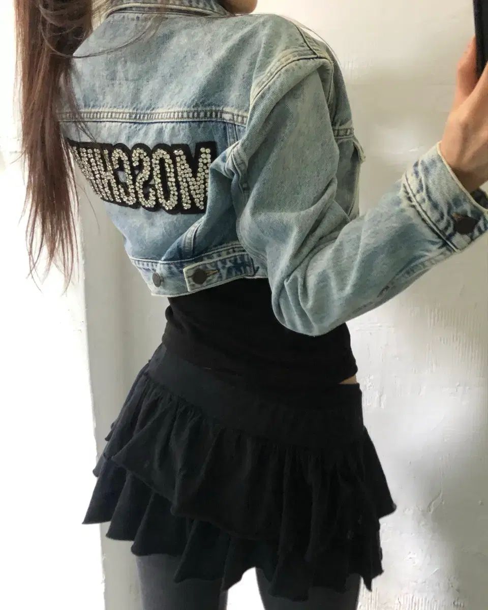 H&M x Moschino モスキーノ ロゴ クロップド デニム ジャケット - メルカリ