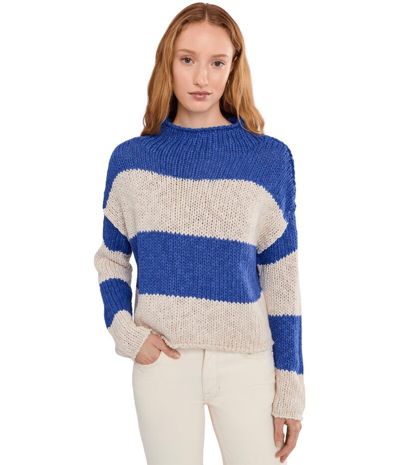 フリーピープル レディース アウター ニット・セーター Free People Opal Rollnecknit Stripe Sweater Cobalt Combo コバルト