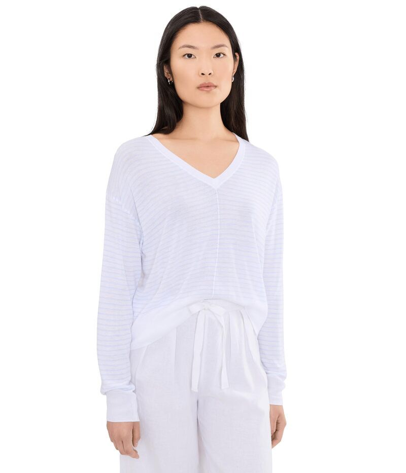 スプレンディット レディース アウター ニット・セーター Splendid Erica Stripe Sweater WhiteAzure ホワイト