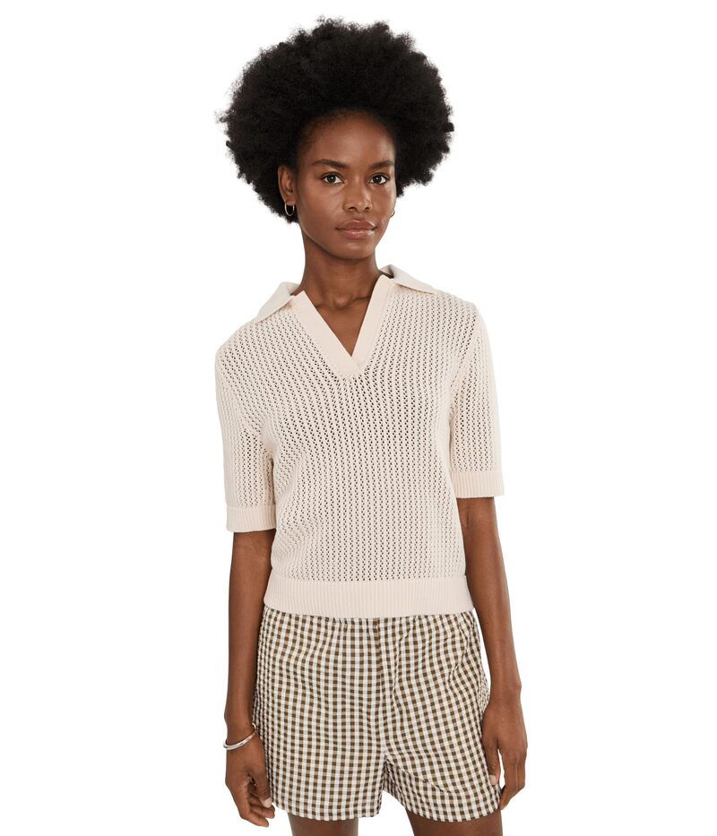 ニックプラスゾーイ レディース アウター ニット・セーター ポロシャツ メッシュ Niczoe Mesh Polo Sweater Sand サンド
