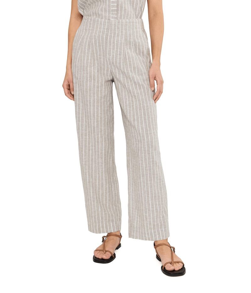 ニックプラスゾーイ レディース ボトムス カジュアルパンツ ワイドレッグ プチ リネン Niczoe Petite Lenox Wide Leg Striped Linen Pants Neutral