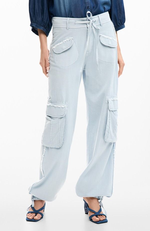 デジグアル レディース ボトムス カジュアルパンツ カーゴパンツ Desigual Frayed Cargo Pants Light Blue ブルー