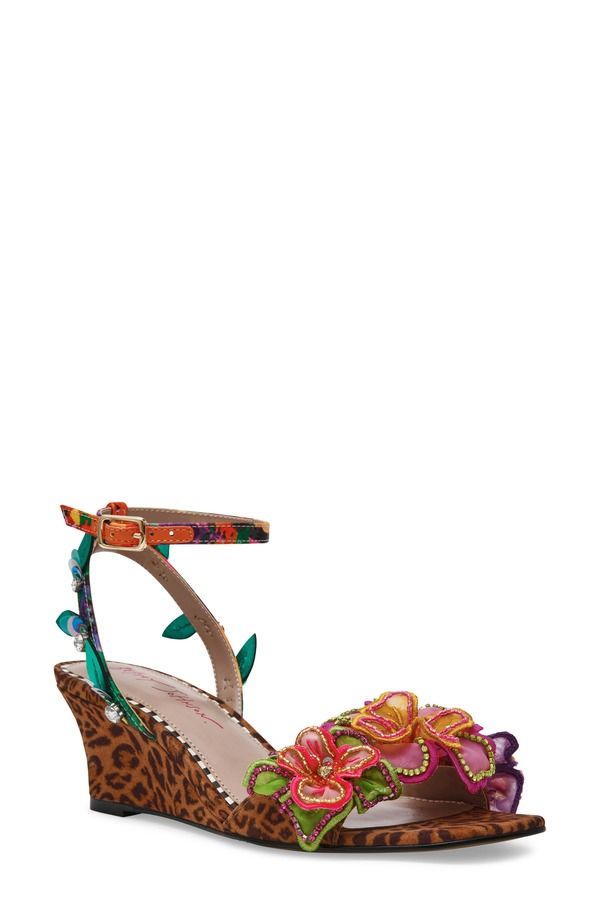 ベッツィジョンソン レディース シューズ ヒール サンダル アンクル Betsey Johnson Spenser Ankle Strap Wedge Sandaleopard Multi マルチカラ