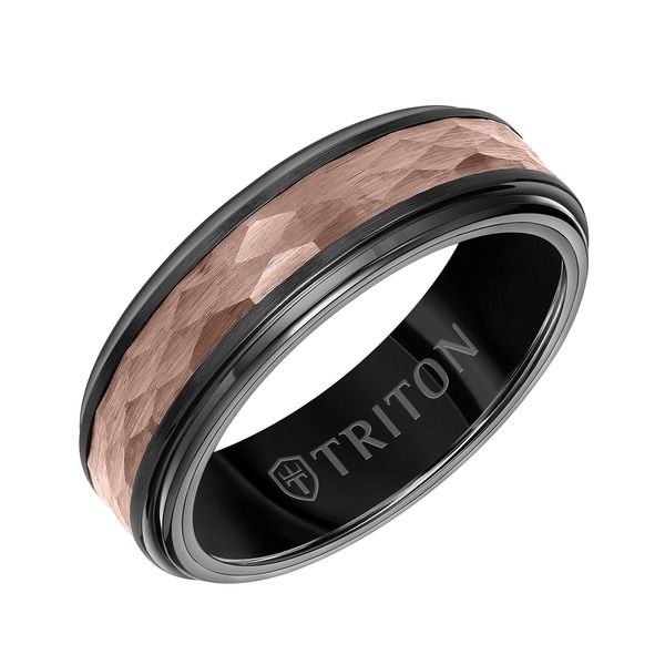 トリトン レディース アクセサリー 指輪 Triton 7MM Espresso Tungsten Carbide Ring withammered Center and Step Edge Brow 73,040円