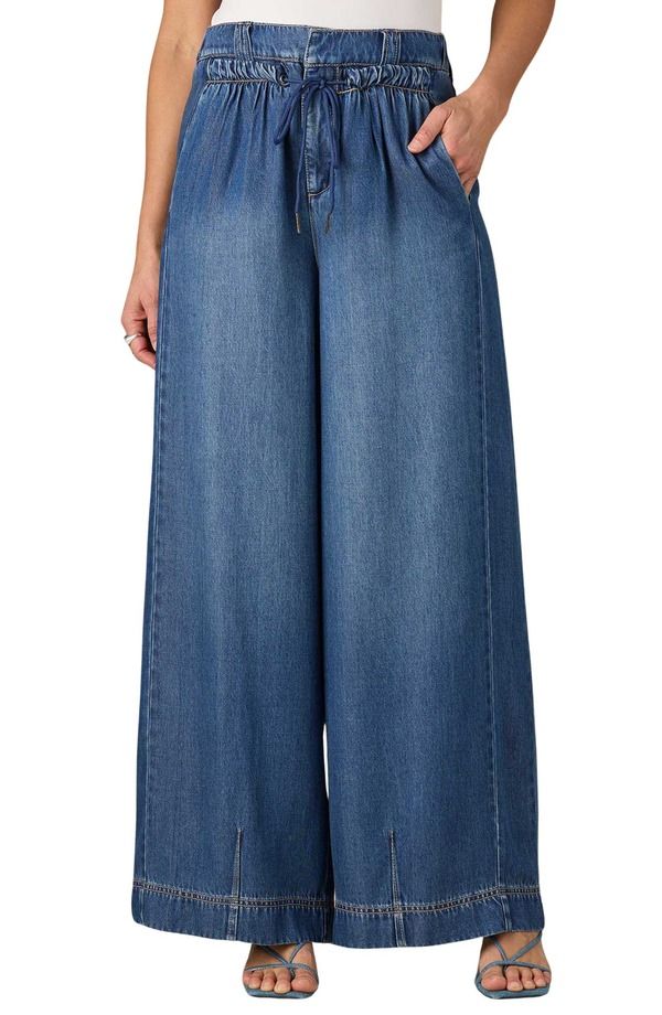 ウィットウィズダム レディース ボトムス デニムパンツ ワイドレッグ ドローコードウエスト ジーンズ Wit Wisdom Ultra Skyrise Drawstring Waist Wide Le
