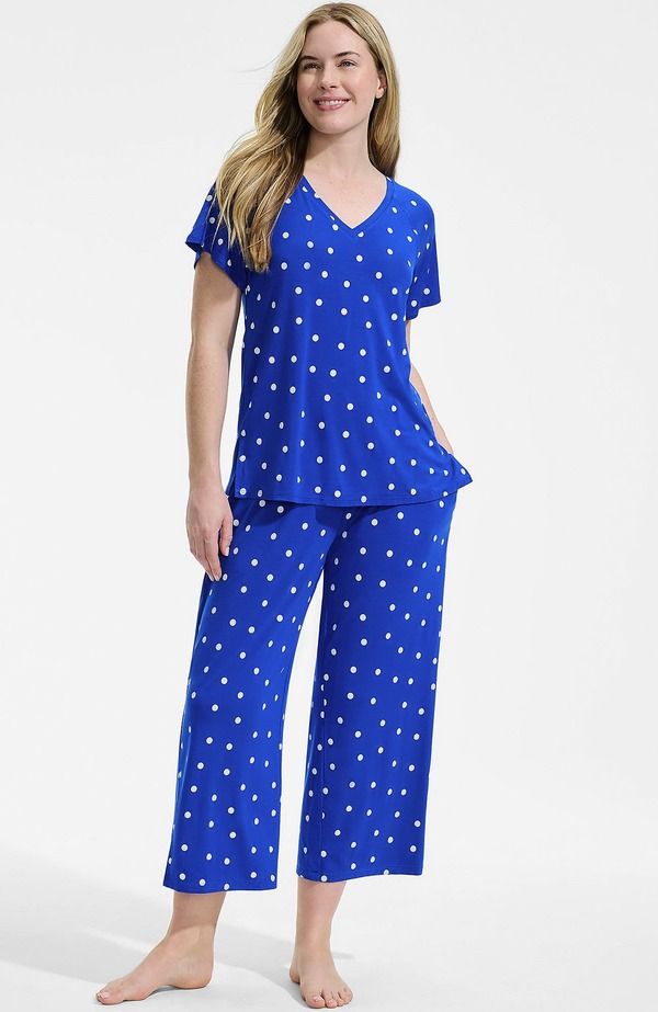 ランズエンド レディース アンダーウェア ナイトウェア パンツ Lands End Cooling Pajama Set Short Sleeve Top and Cropants Vibrant L