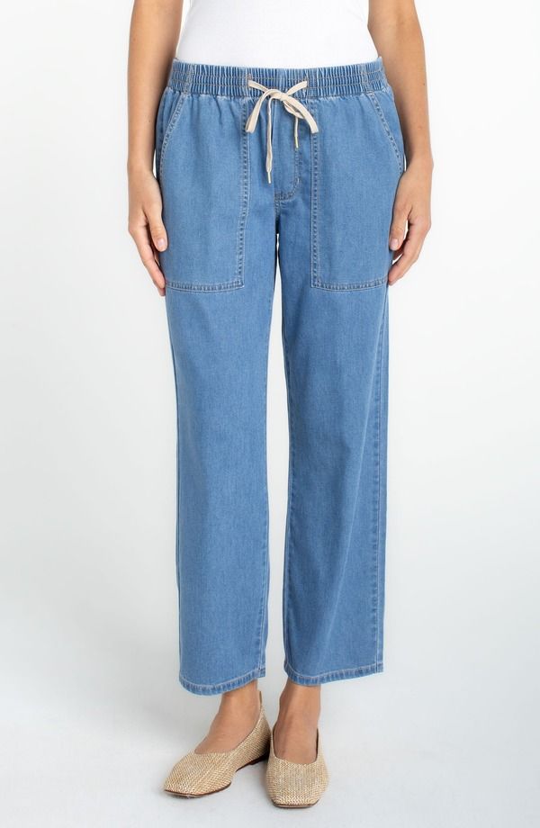リヴァプール ロサンゼルス レディース ボトムス デニムパンツ ストレート アンクル ジーンズ Liverpoolos Angeles Drawstring Ankle Straight Leg Je