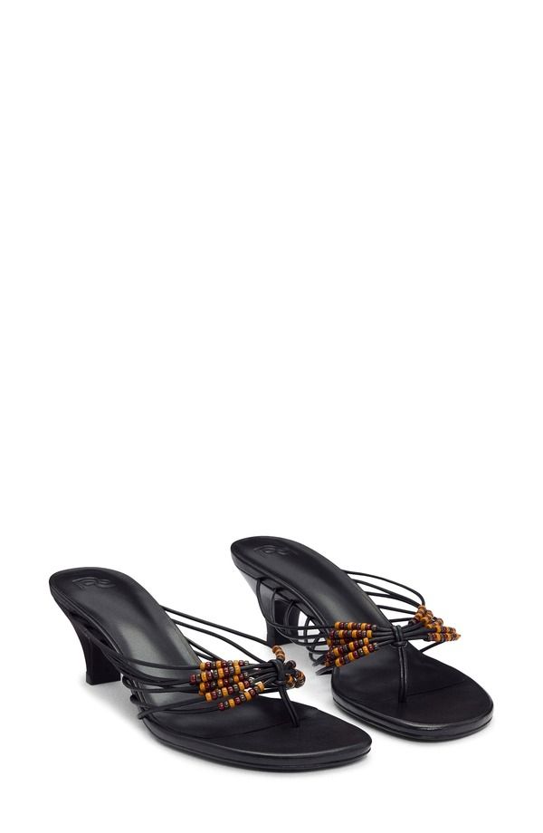 リフォーメーション レディース シューズ ヒール サンダル Reformation Jessica Thong Sandal Black Leather ブラック