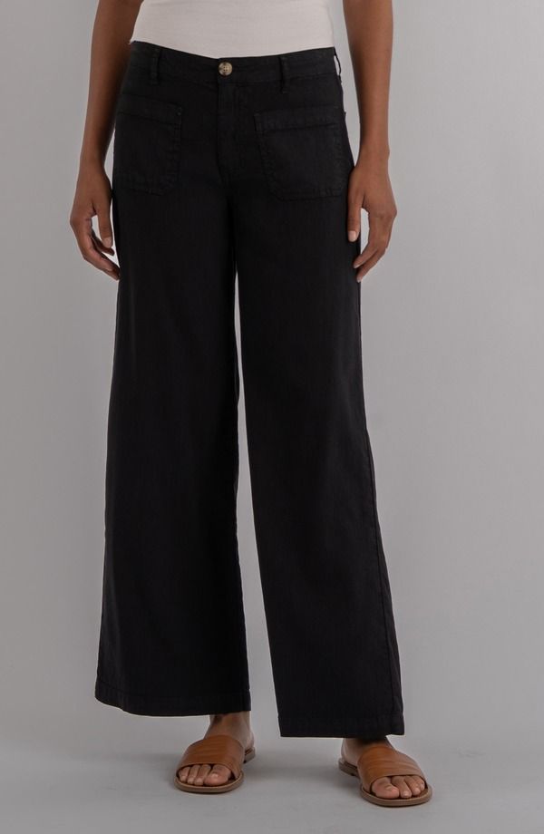 カットフロムザクロス レディース ボトムス レギンス ワイドレッグ ハイウエスト パンツ リネン KUT from the Kloth Meg Patch Pocket High Waist Wide