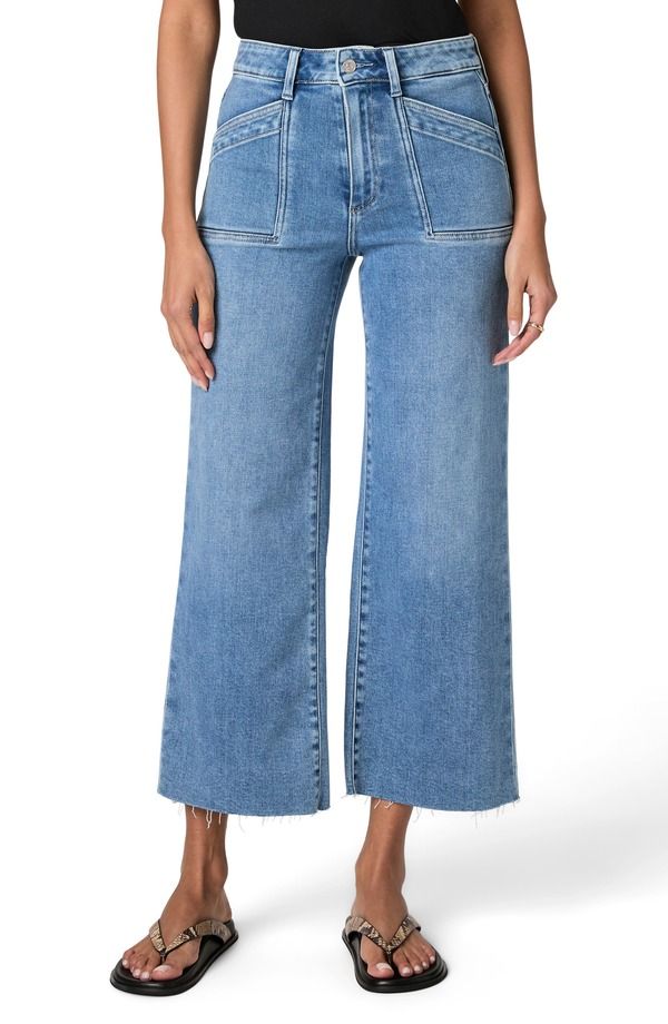ペイジ レディース ボトムス デニムパンツ ワイドレッグ ハイウエスト アンクル ジーンズ PAIGE Anessa Raw Hem High Waist Ankle Wide Leg Jeans V