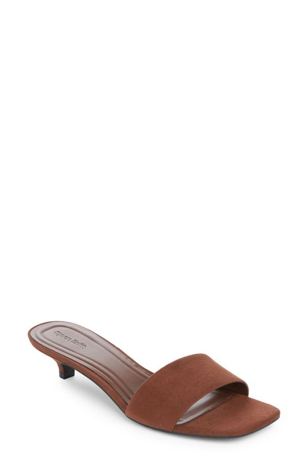 オープンエディット レディース シューズ ヒール サンダル Open Editanner Kitten Heel Slide Sandal Brown Chocolate ブラウン