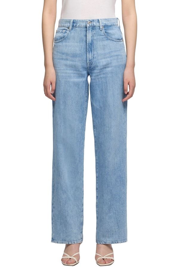 セブンフォーオールマンカインド レディース ボトムス レギンストレート コットン リネン ジーンズ 7 For All Mankind Stovepipe Straight Leg Cotton Li