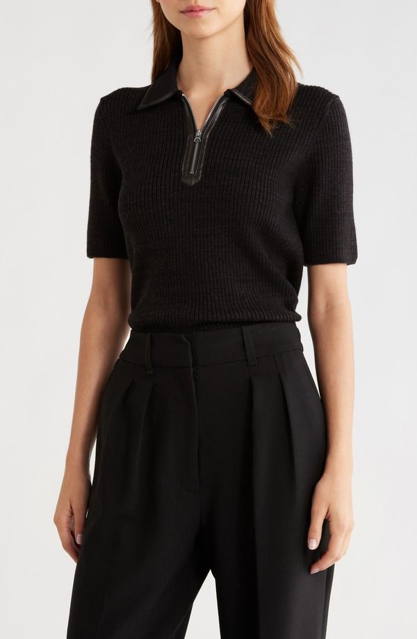 ラグアンドボーン レディース アウター パーカー・スウェット ポロシャツ ウール セーター レザー フェイクレザー rag bone Caterina Faux Leather Piped Rib W
