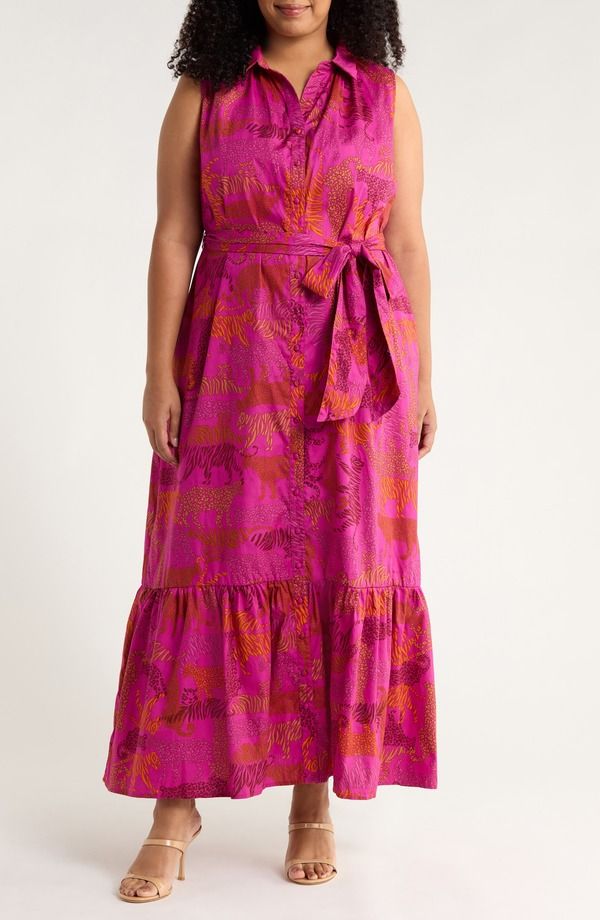 シュガーリップス レディース トップス ワンピース シャツ コットン マキシ SUGARLIPS In the Jungle Cileah Cotton Maxi Shirtdress Magenta