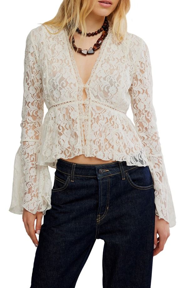 フリーピープル レディース トップス シャツ レース Free People Whispering Love Lace Top Tofu