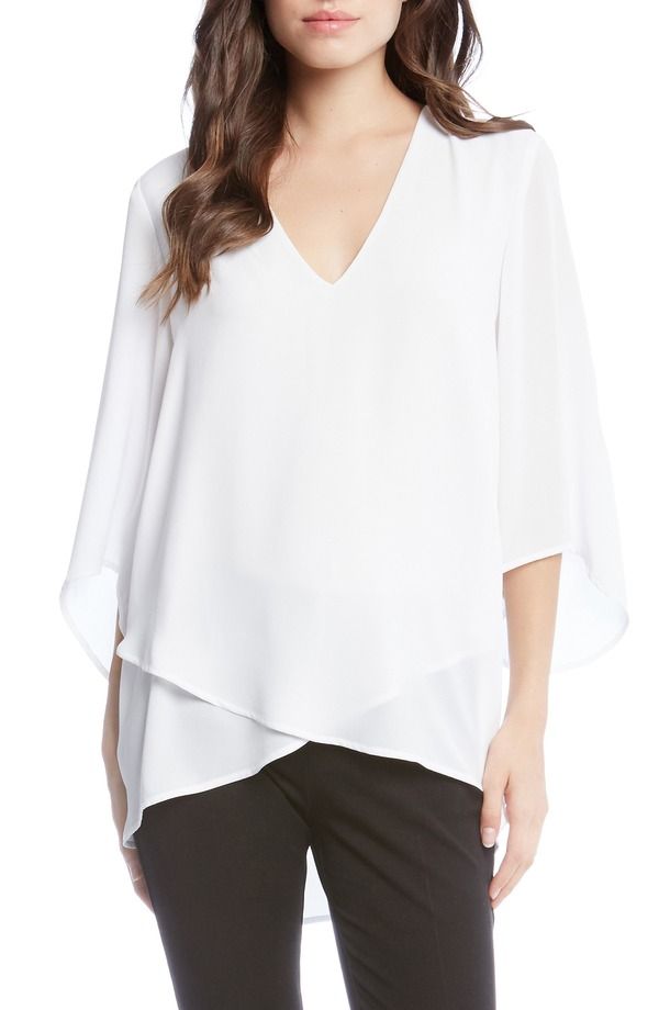 カレンケーン レディース トップス シャツ クレープ アシンメトリー Karen Kane Asymmetrical Crepe Top Off White オフホワイト