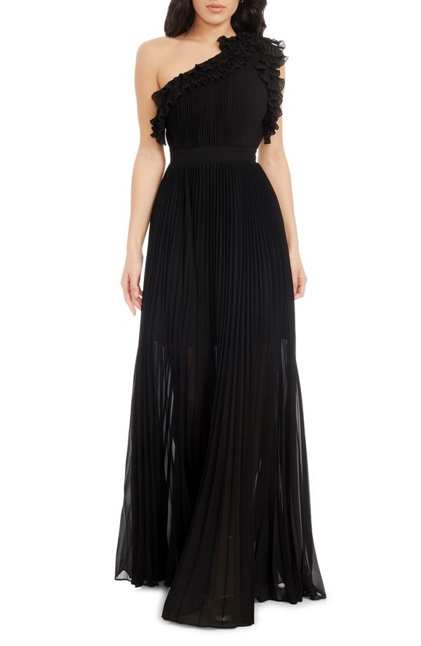 ドレスザポプレーション レディース トップス ワンピース シフォン プリーツ ワンショルダー Dress the Population Vida OneShoulder Pleated Chiffon