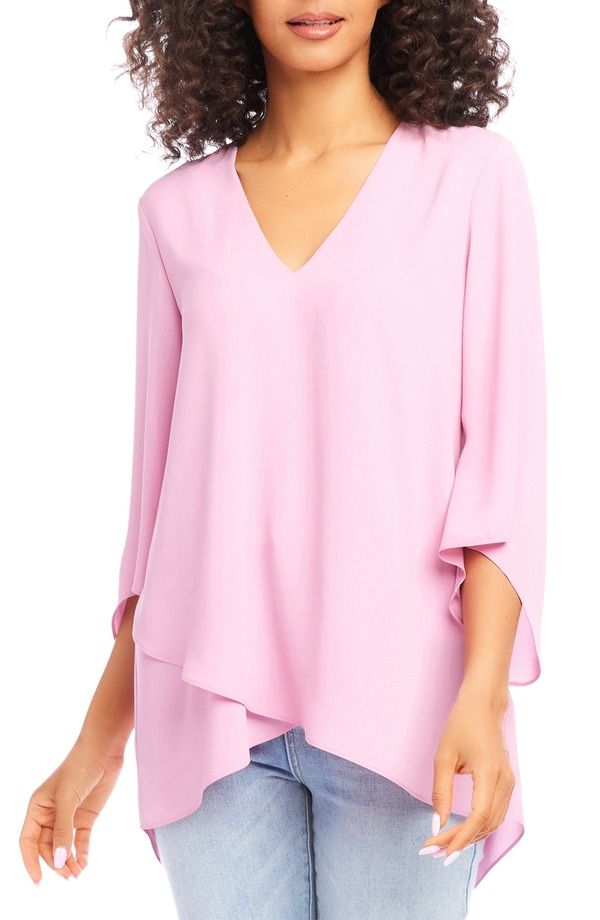カレンケーン レディース トップス シャツ クレープ アシンメトリー Karen Kane Asymmetrical Crepe Top Dusted Pink ピンク