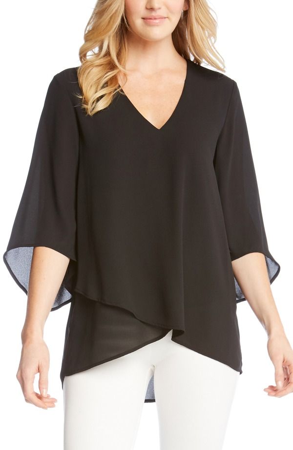 カレンケーン レディース トップス シャツ クレープ アシンメトリー Karen Kane Asymmetrical Crepe Top Black ブラック