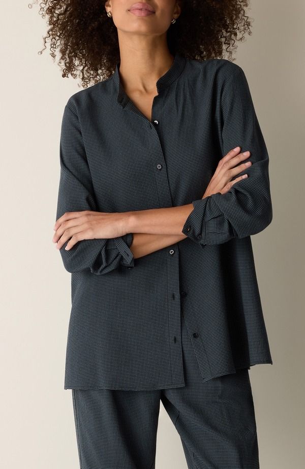 エイリーンフィッシャー レディース トップス シャツ Eileen Fisher Oversize Band Collar ButtonUp Shirt Eucly