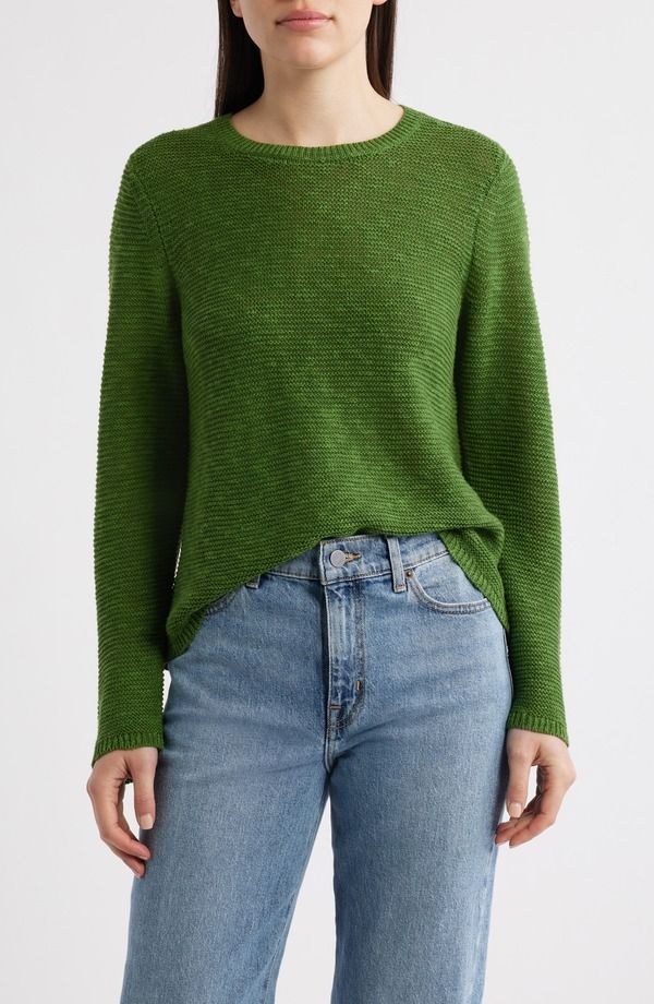 エイリーンフィッシャー レディース アウター パーカー・スウェット クルーネック セーター コットン リネン Eileen Fisher Textured Crewneck Organic Linen
