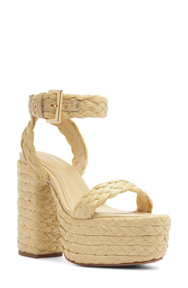 シュッツ レディース シューズ ヒール プラットフォーム サンダル アンクル Schutz Ayanankle Straplatform Sandal Palha Natural Nibs