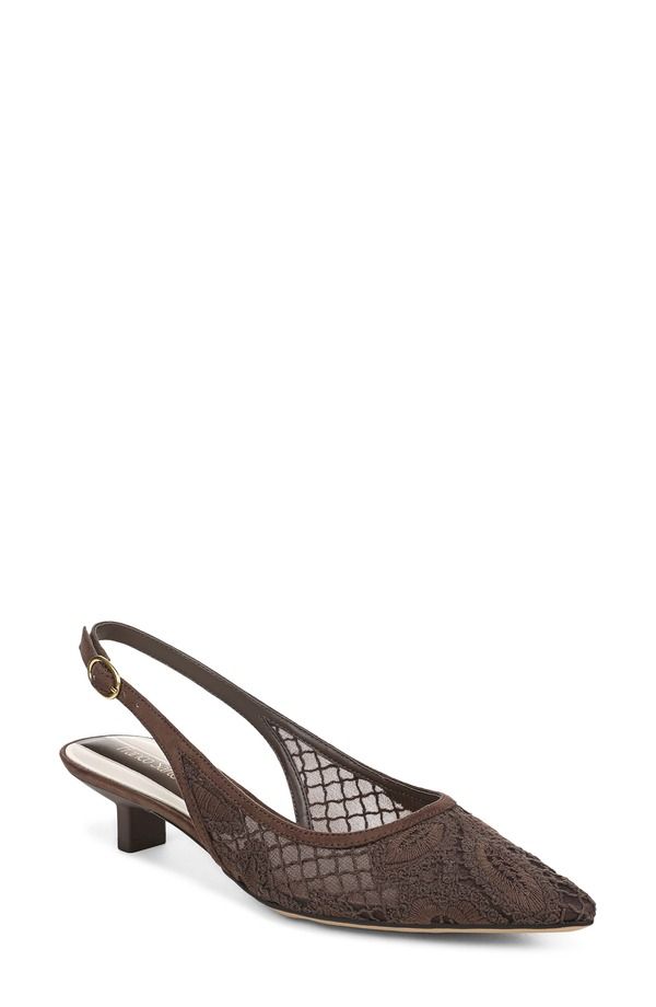 フランコサルト レディース シューズ パンプス ヒール Franco Sarto Pura Slingback Pointed Toe Kitten Heel Pump Brown ブラウン