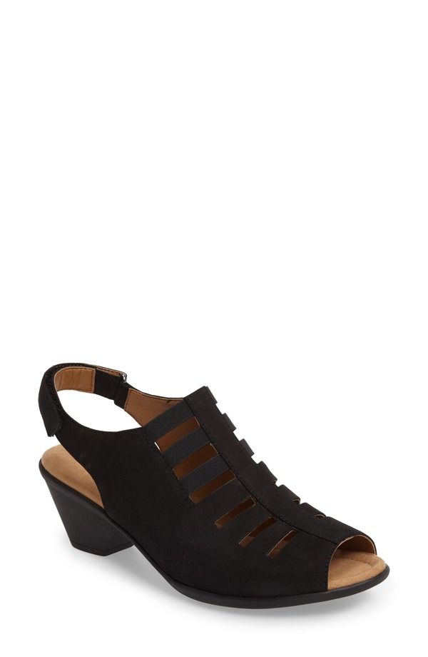 コンフォーティバ レディース シューズ パンプス サンダル Comfortiva Faye Sandal Black Nubuck Leather ブラック