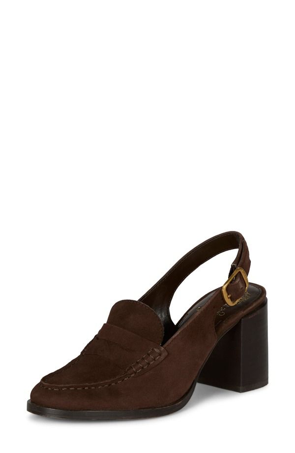 ヴィンスカムート レディース シューズ ヒール ローファー Vince Camuto Grinie Slingback Penny Loafer Pump Brownie