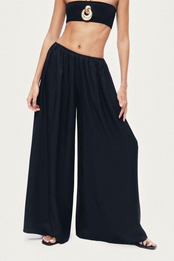 ノクチューン レディース ボトムス レギンス パンツ Nocturnelasticated WideLeg Pants Black ブラック