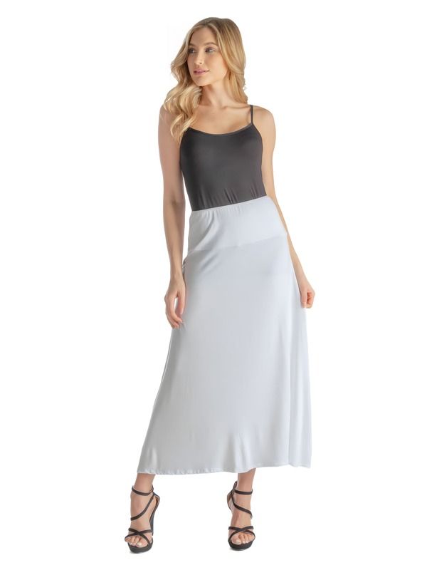 24 セブンコンフォート レディース ボトムスカート プチ マキシ 24seven Comfort Apparel Petitelastic Waist Maxi Skirt White ホワイト