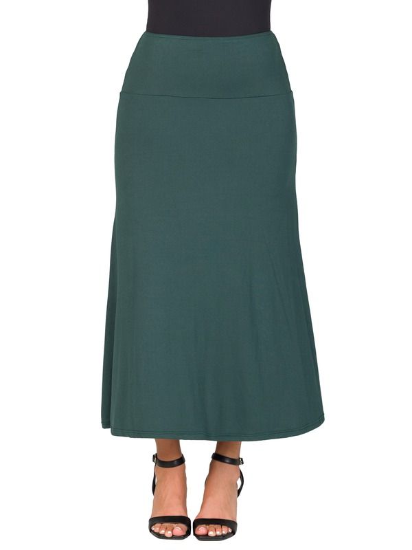 24 セブンコンフォート レディース ボトムスカート プチ マキシ 24seven Comfort Apparel Petitelastic Waist Maxi Skirt Hunter