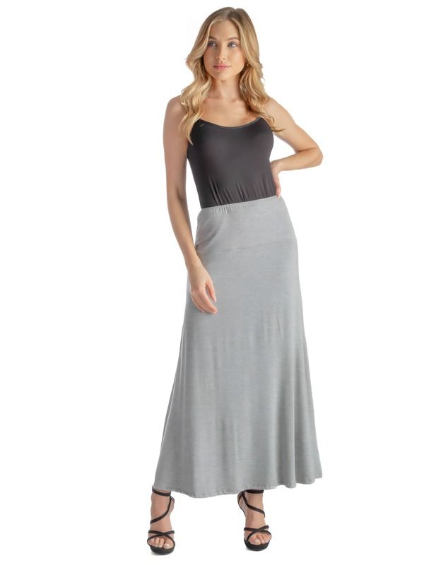 24 セブンコンフォート レディース ボトムスカート プチ マキシ 24seven Comfort Apparel Petitelastic Waist Maxi Skirt Heather ヘザー